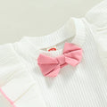 White Ribbed Pink Shorts Toddler Set   