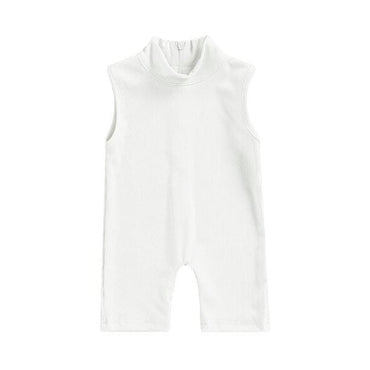 Sleeveless High Neck Toddler Jumpsuit White 3-6 M 
