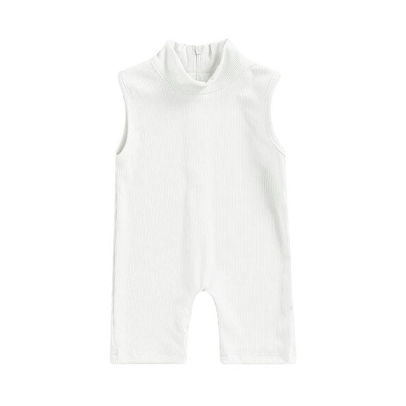 Sleeveless High Neck Toddler Jumpsuit White 3-6 M 