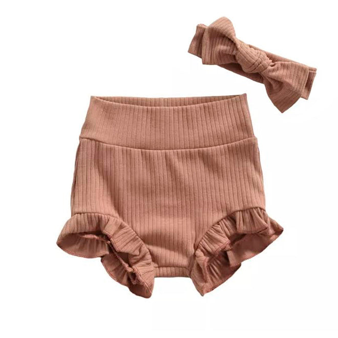 Solid Ribbed Baby Shorts