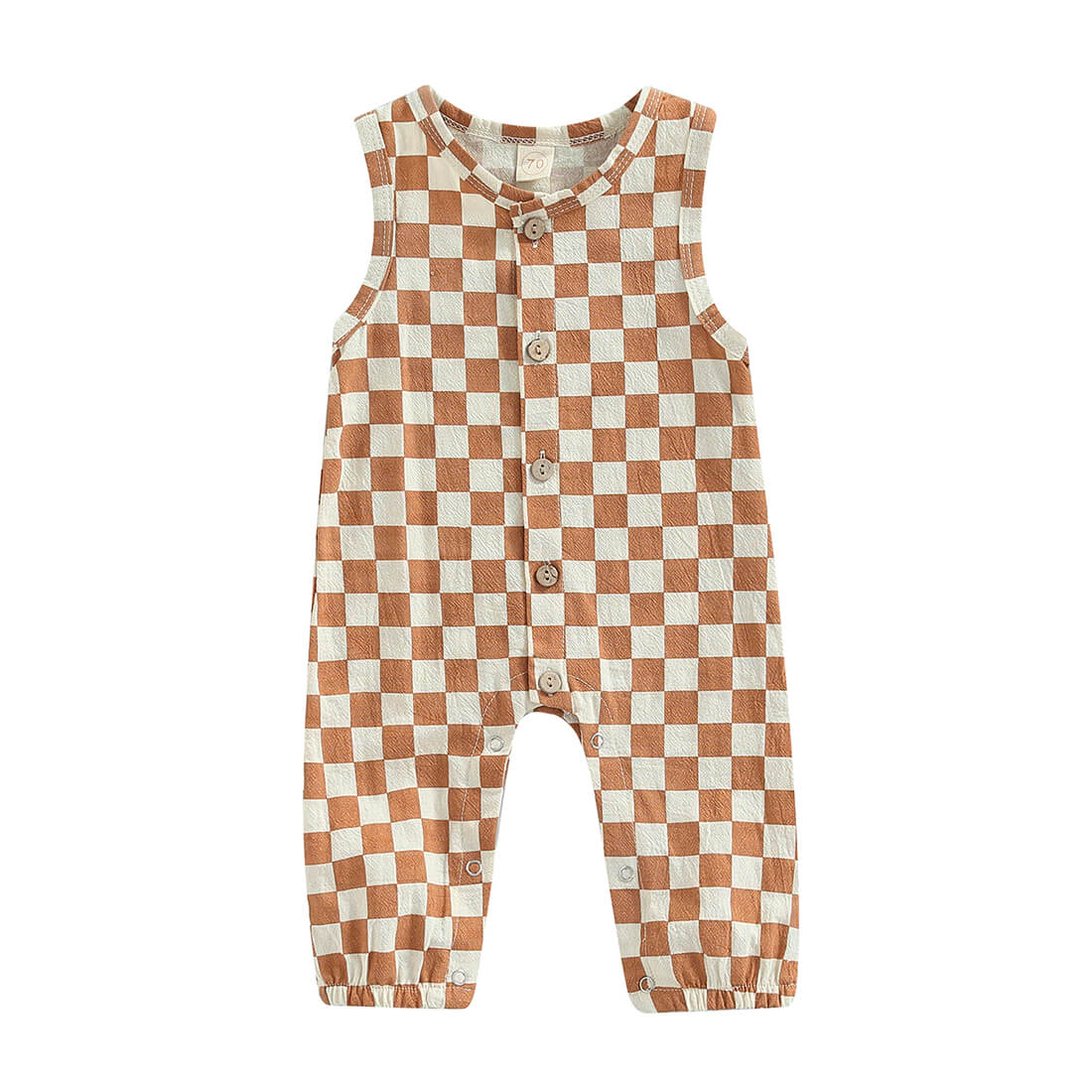 Sleeveless Checkered Baby Jumpsuit
