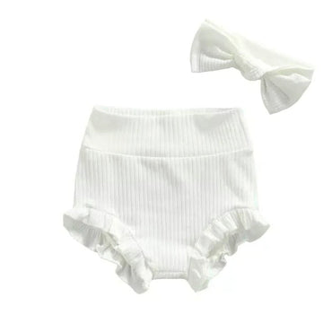 Solid Ribbed Baby Shorts White 0-3 M 
