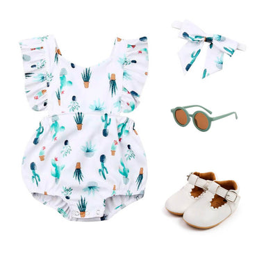 Cactus Ruffled Baby Romper   