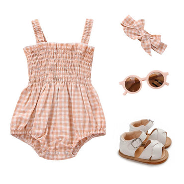 Sleeveless Plaid Baby Romper   