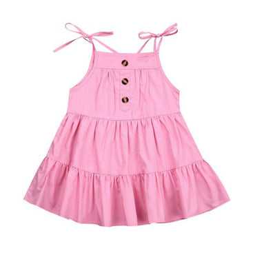 Solid Tiered Straps Toddler Dress Pink 18-24 M 