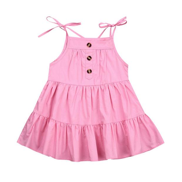 Solid Tiered Straps Toddler Dress