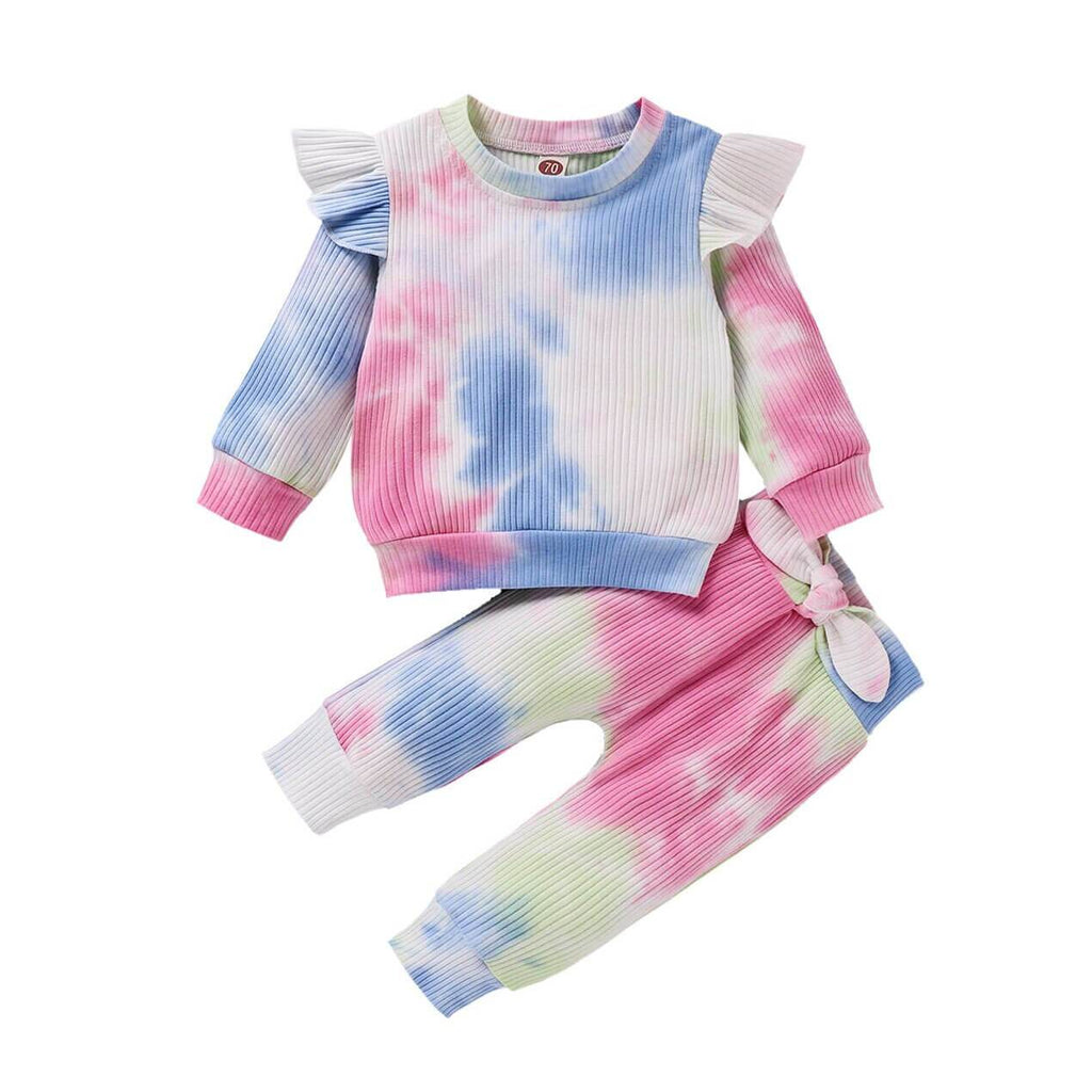 Toddler Girl Tie Dye Ruffled 2-Piece Outfit Set – The Trendy Toddlers