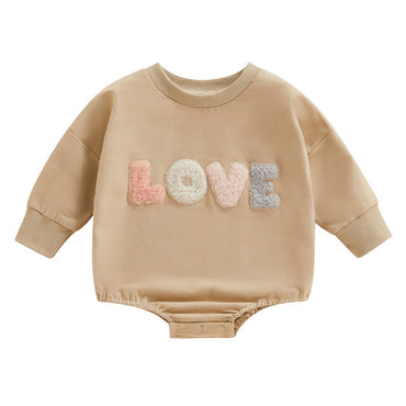 Long Sleeve Love Baby Bodysuit Khaki 0-3 M 