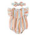 Fly Sleeve Striped Baby Romper   