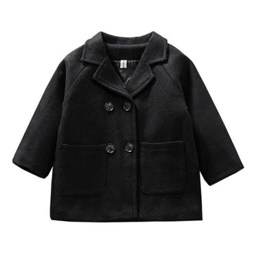 Solid Double Breasted Toddler Jacket Black 5T 