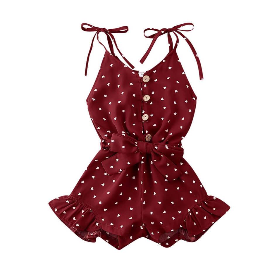 Burgundy Hearts Romper - The Trendy Toddlers