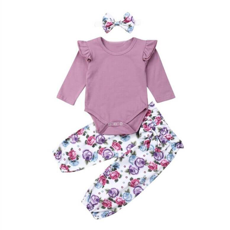 Long Sleeve Purple Floral Set - The Trendy Toddlers