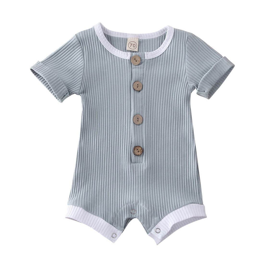 Baby Boy Short Sleeve Ribbed Button Romper – The Trendy Toddlers