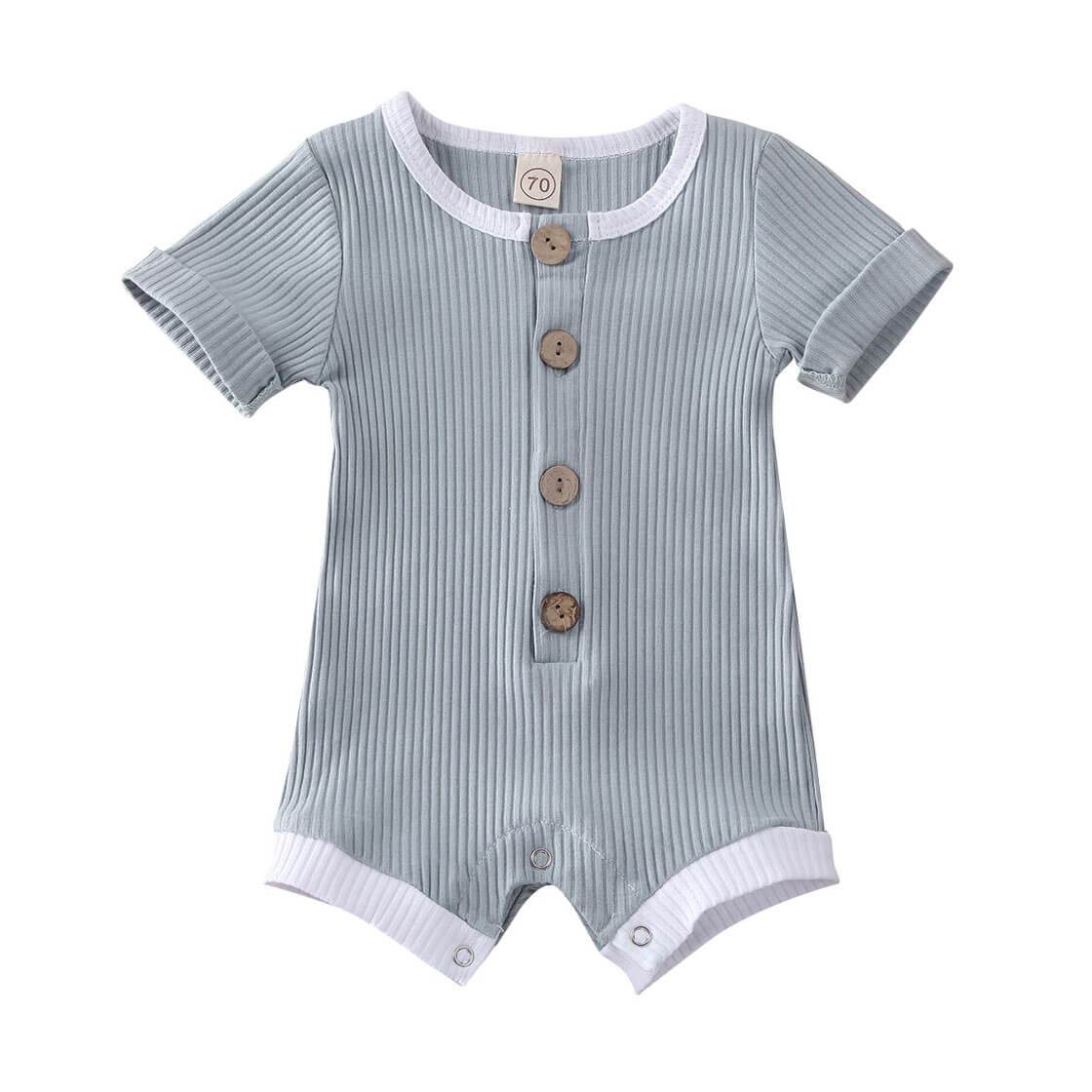 Ribbed Button Baby Romper Dusty Gray 3-6 M 