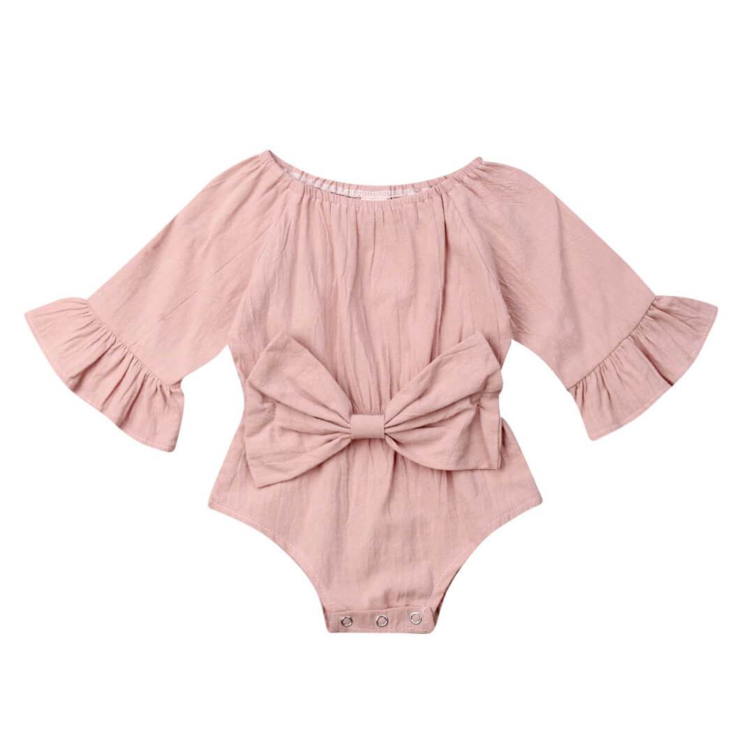 Long Sleeve Bow Romper - The Trendy Toddlers