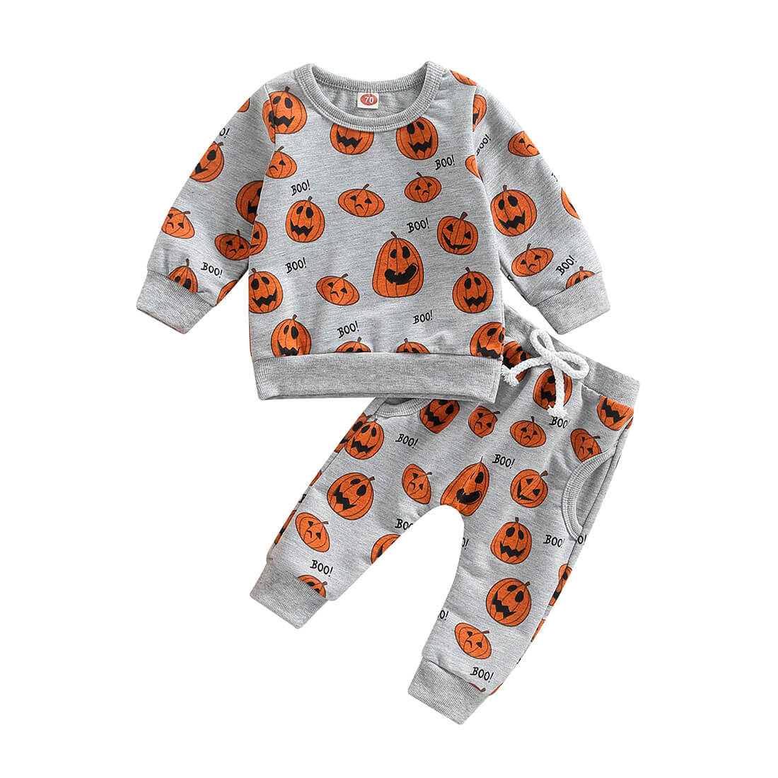 Gray Pumpkins Halloween Baby Set