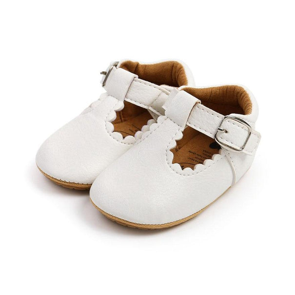 Solid Buckle Baby Shoes White 1 