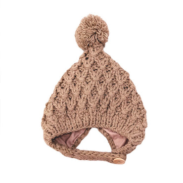 Solid Knitted Pompom Beanie
