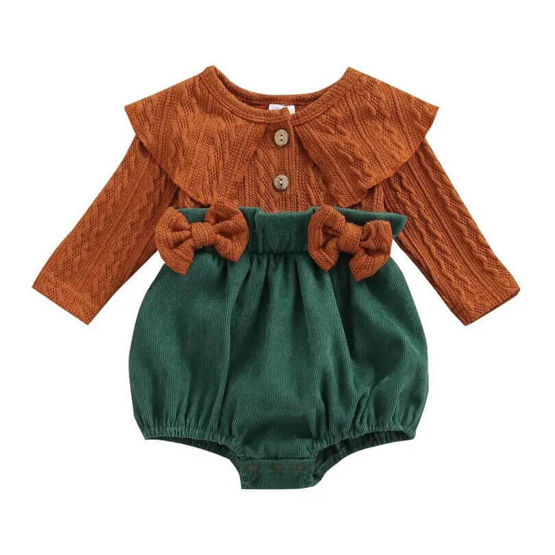 Long Sleeve Bows Knitted Baby Romper