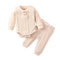 Long Sleeve Solid Knitted Baby Set Beige 0-3 M 