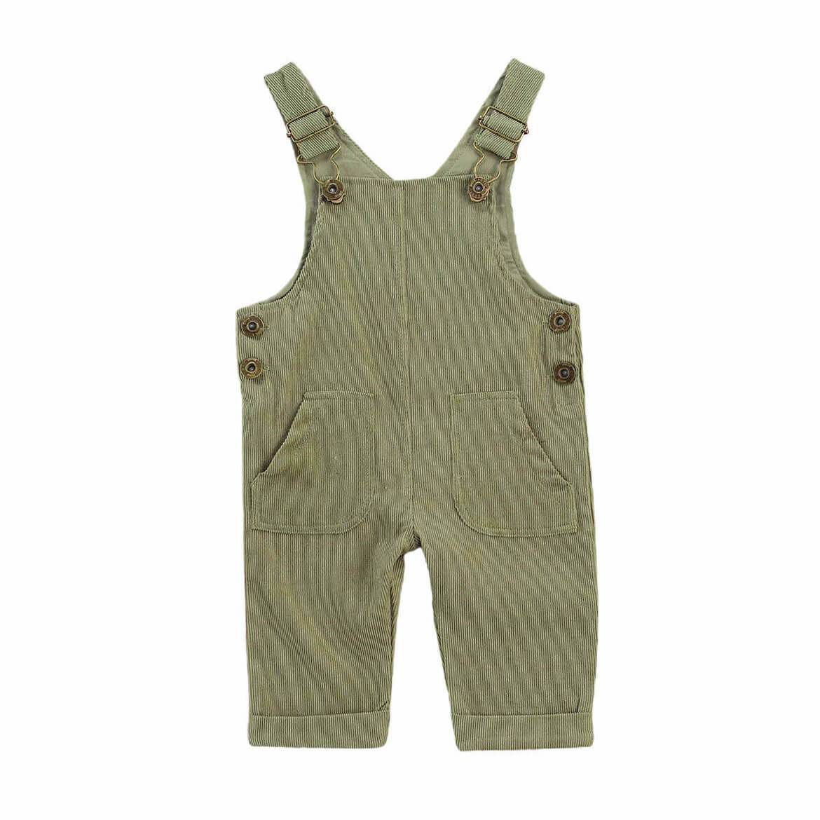 Solid Corduroy Baby Jumpsuit Green 18-24 M 