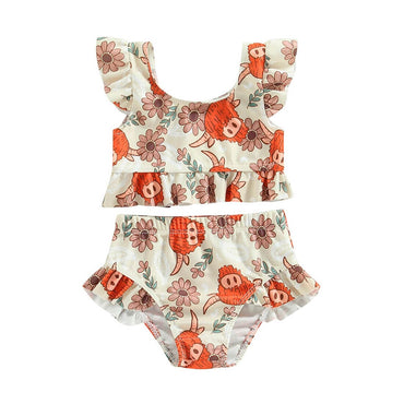 Cowgirl Floral Ruffled Baby Swimsuit