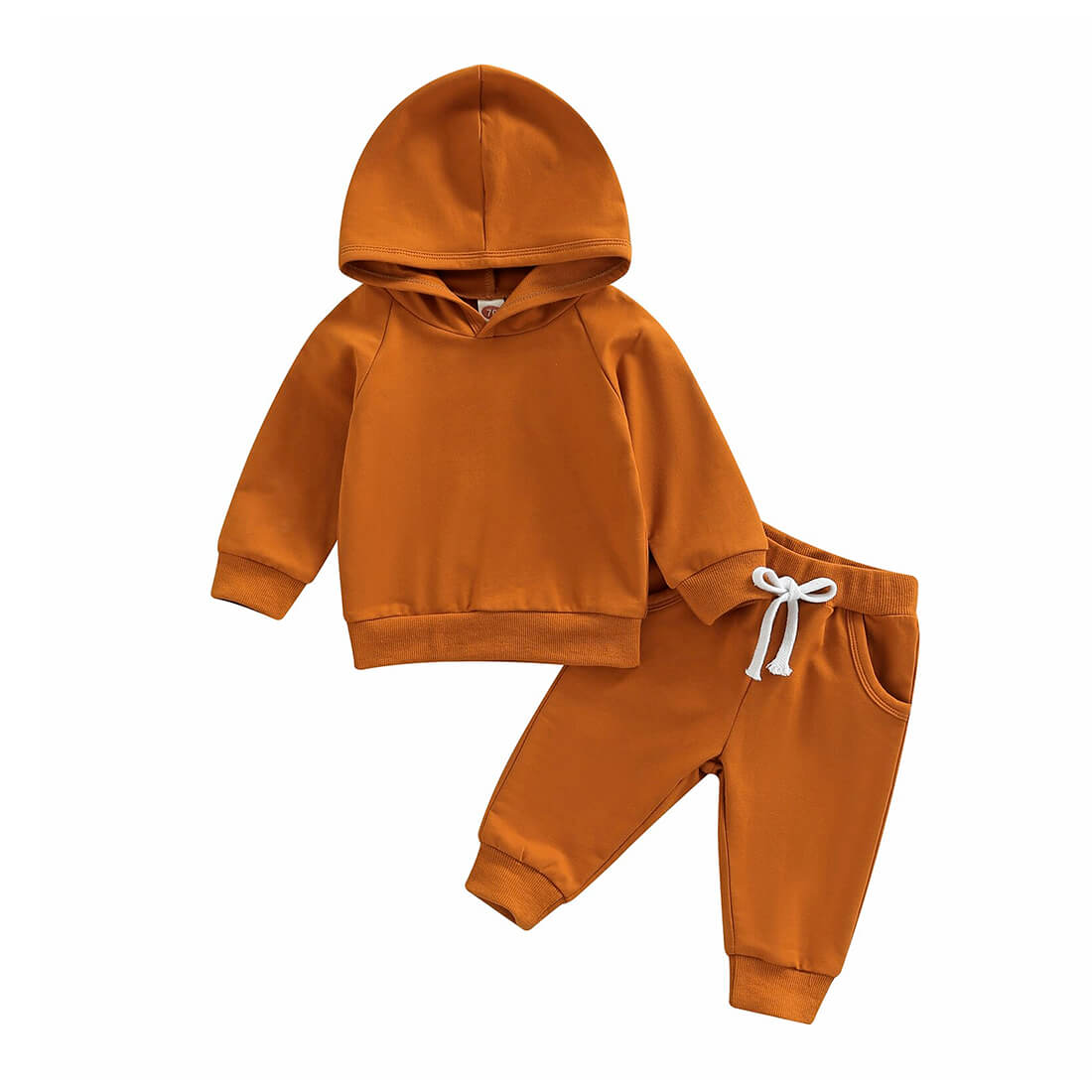 Solid Hooded Baby Set Brown 3-6 M 