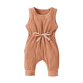 Solid Ribbed Baby Jumpsuit Coffee Brown 3-6 M 