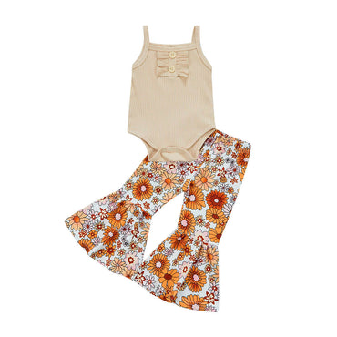 Hippie Floral Flared Pants Baby Set