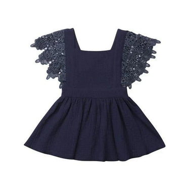 Dark Blue Lace Party Baby Dress   