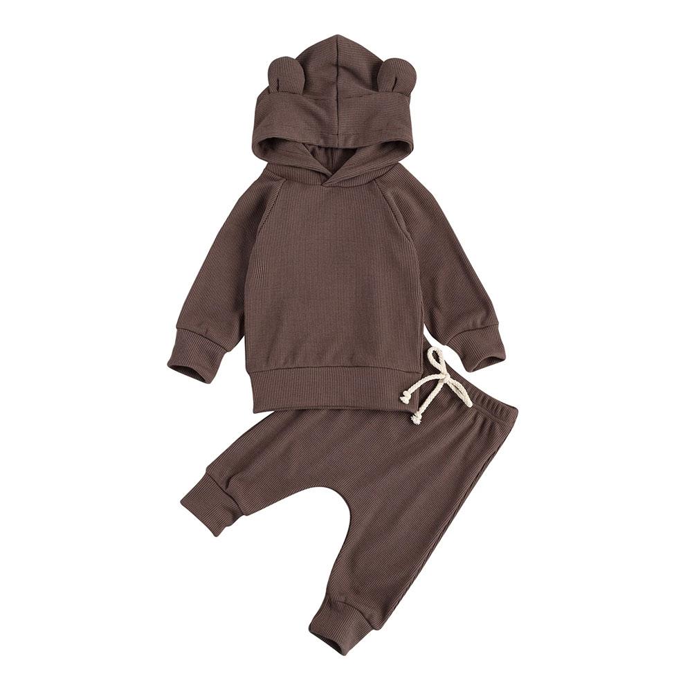 Solid Bear Tracksuit Baby Set Brown 3-6 M 
