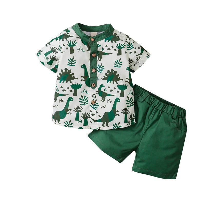 Toddler Boy Green Dinosaurs 2-Piece Outfit Set – The Trendy Toddlers