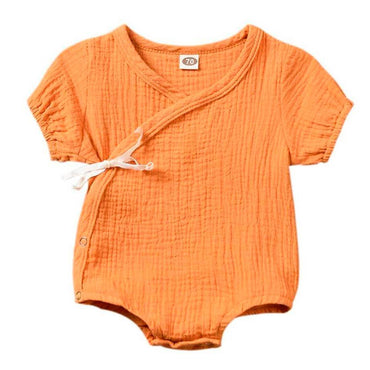 Solid Linen Baby Bodysuit Orange 9-12 M 