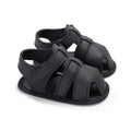 Solid Leather Baby Sandals Black 5 
