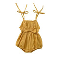 Straps Bow Solid Baby Romper