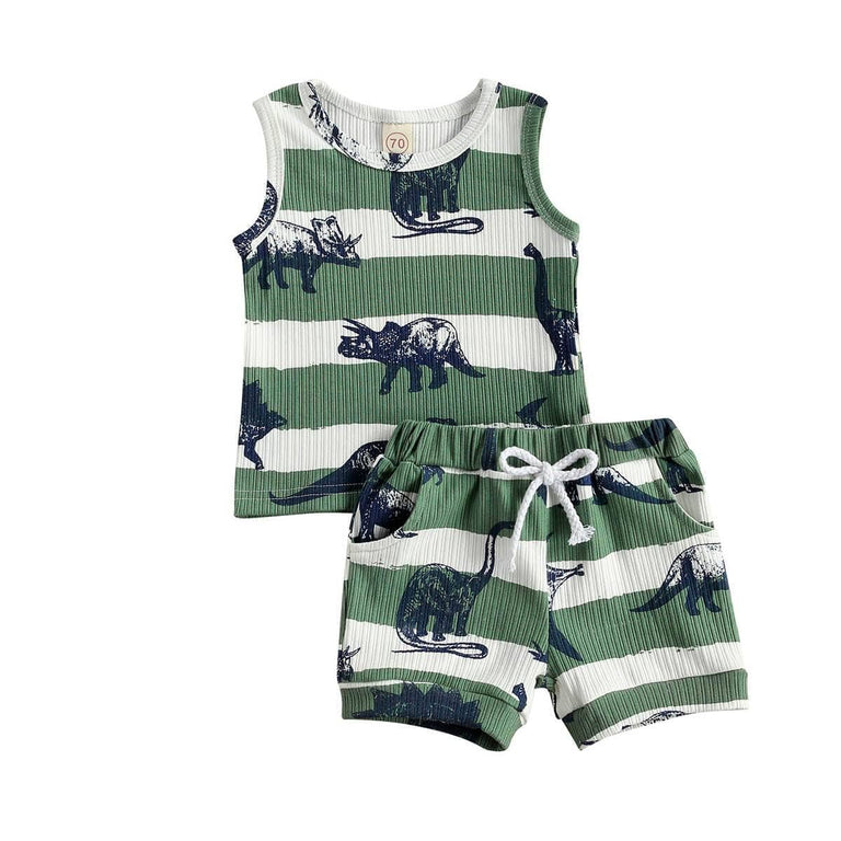 Baby 2-Piece Polo Dinosaur Striped Set
