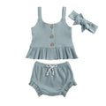 Solid Ribbed Bloomer Baby Set