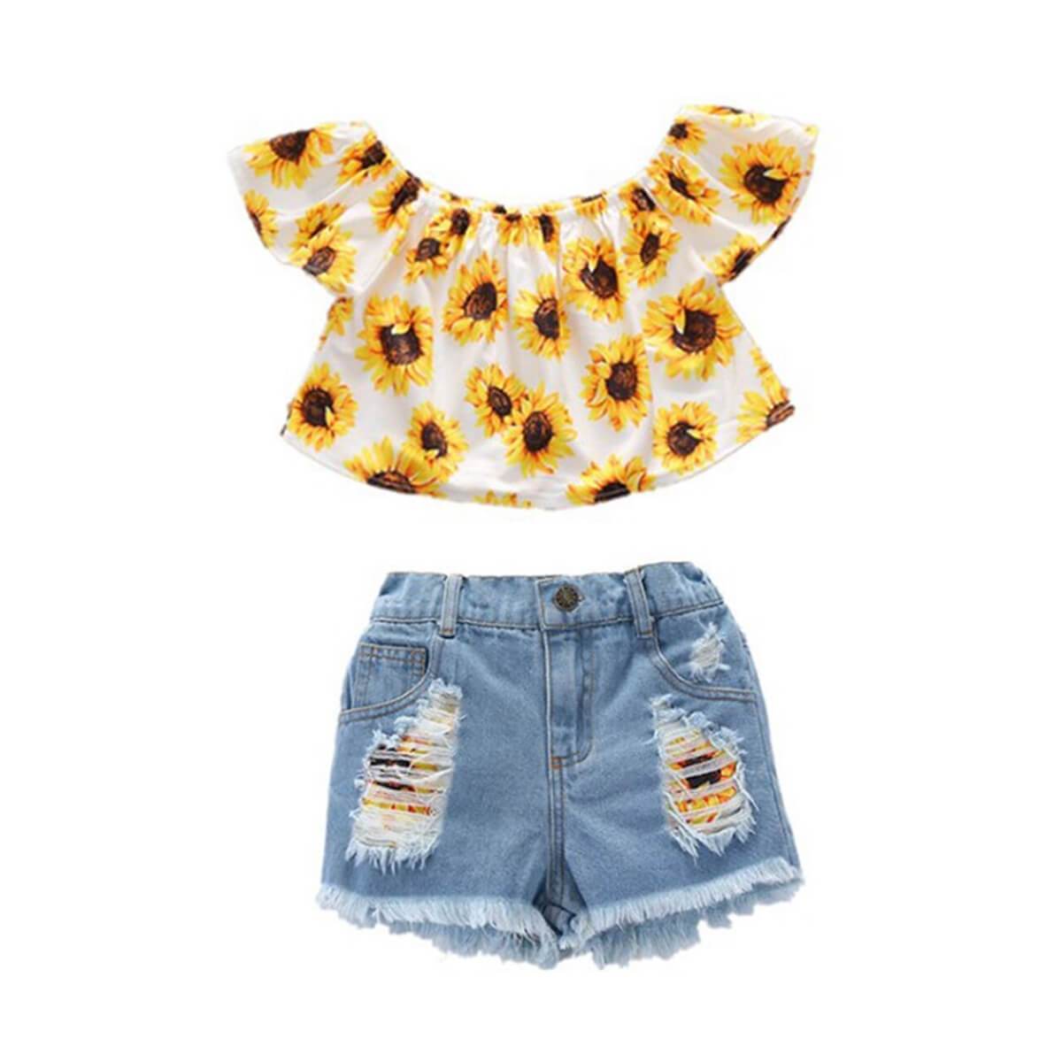 Sunflower Denim Toddler Set