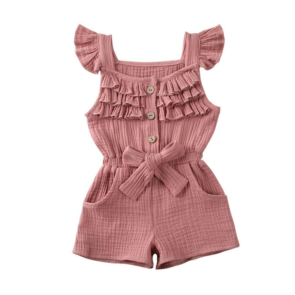 Fly Sleeve Solid Toddler Romper