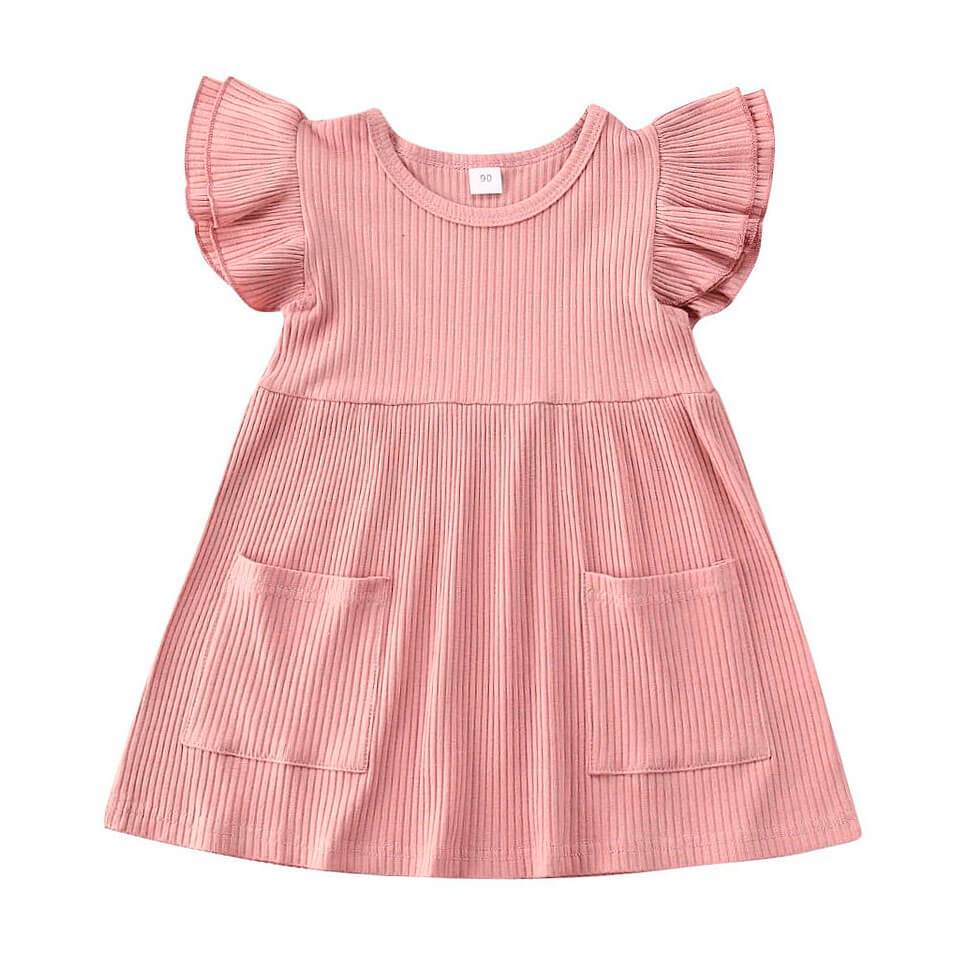 Solid Ribbed Toddler Dress Pink 4T 