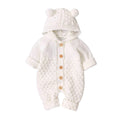 Knitted Bear Ears Baby Jumpsuit White 12-18 M 