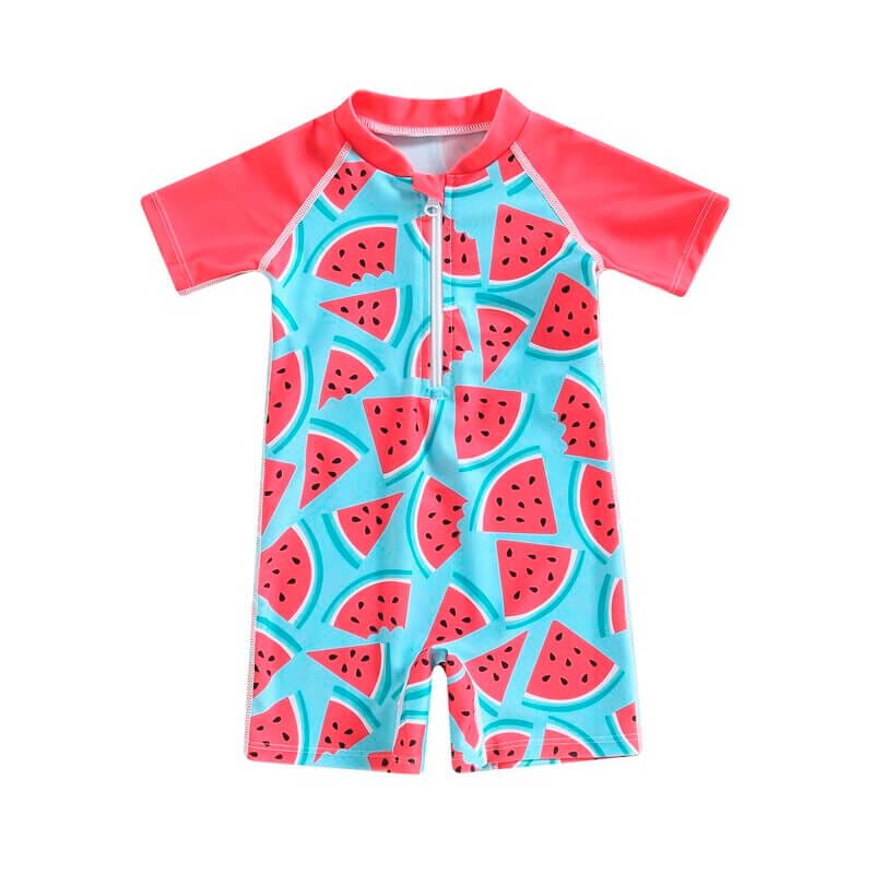 Short Sleeve Watermelon Toddler Swimsuit   