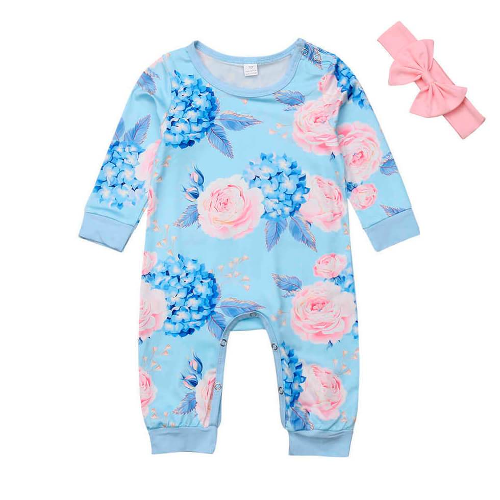 Long Sleeve Floral Baby Jumpsuit