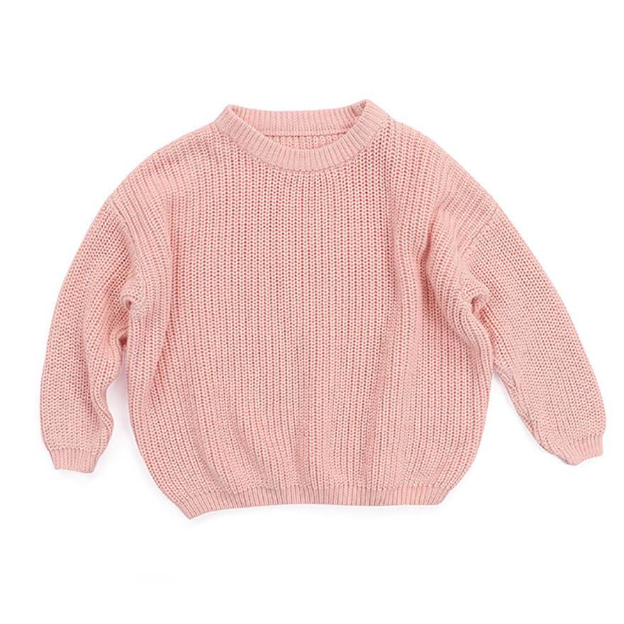 Solid Knitted Toddler Sweater Pink 4T 