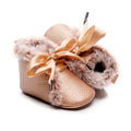 Golden Ribbon Knot Fur Baby Boots   
