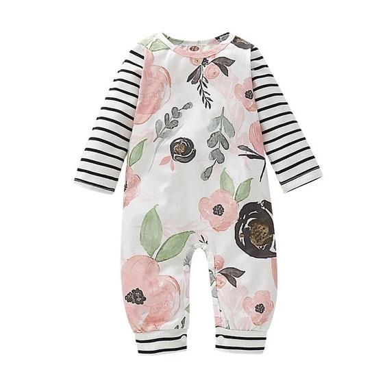 Striped Floral Baby Jumpsuit