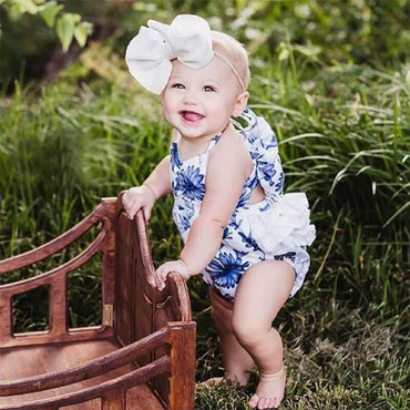 Straps Ruffled Floral Baby Romper   