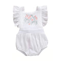 White Embroidery Baby Romper   