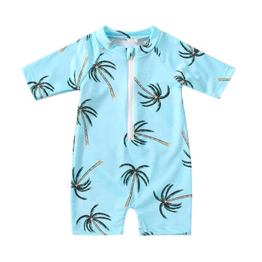 Short Sleeve Tropical Toddler Swimsuit   