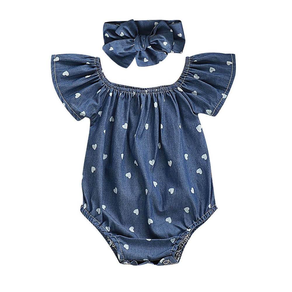 Blue Hearts Baby Romper   